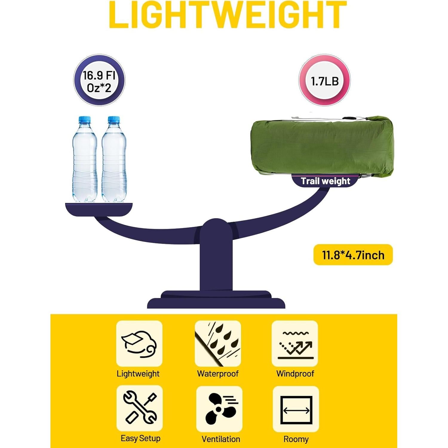 Tienda Ultraligera MIER para 1-2 Personas, Camping 3 Estaciones