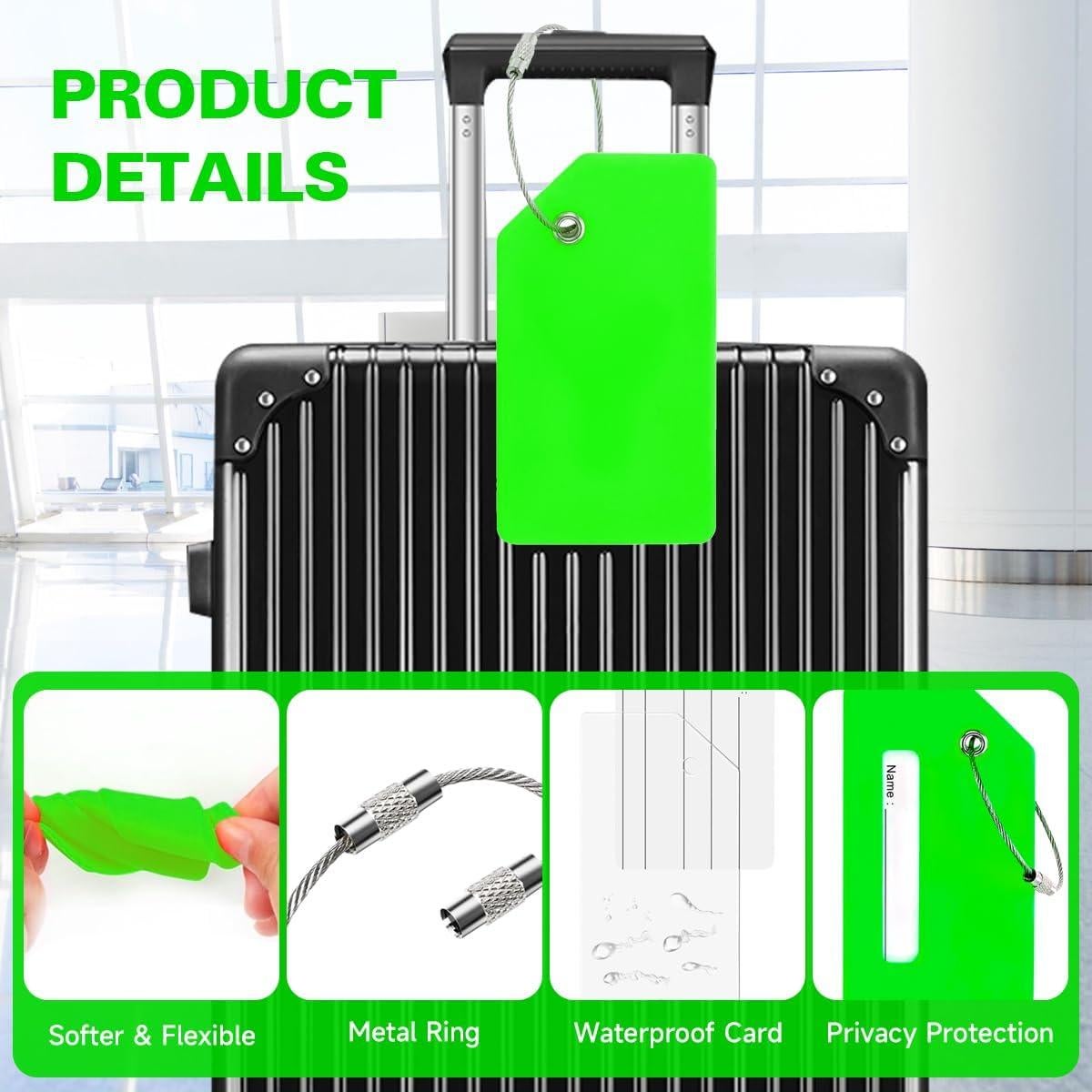 Etiquetas de Equipaje Vavious Silicona Verde 4 Piezas