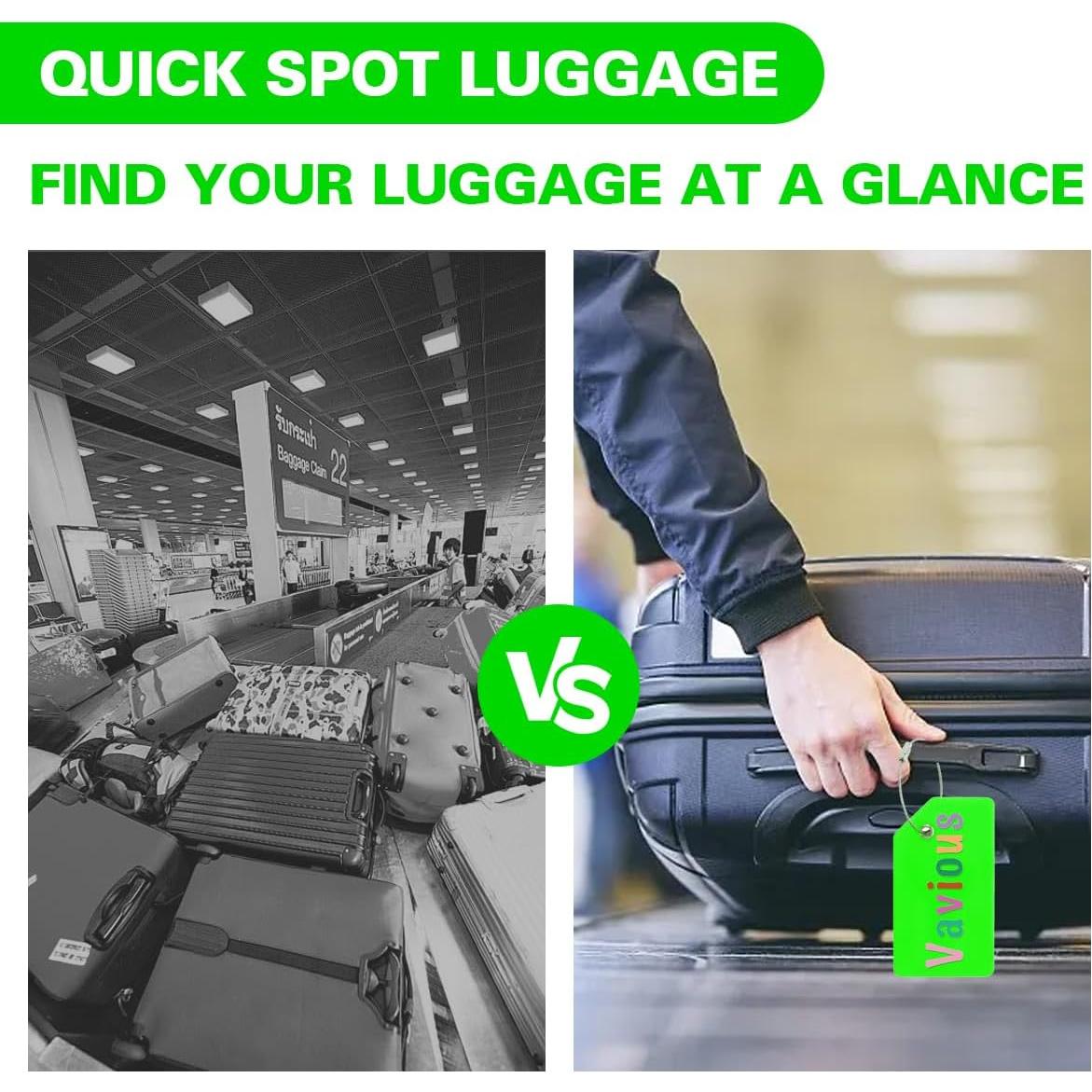 Etiquetas de Equipaje Vavious Silicona Verde 4 Piezas