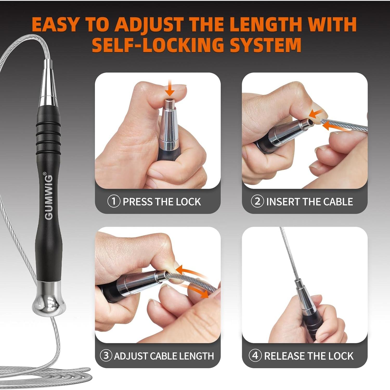 Cuerda de Salto Rápida GUMWIG con Peso Ajustable y Longitud Regulable