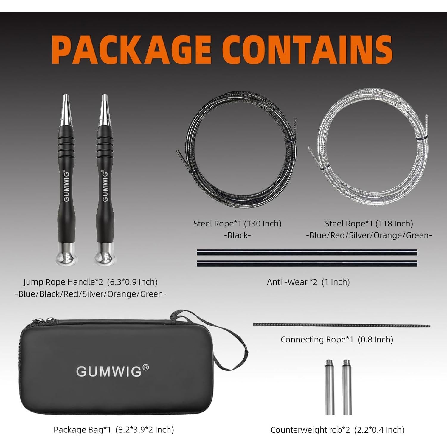 Cuerda de Salto Rápida GUMWIG con Peso Ajustable y Longitud Regulable