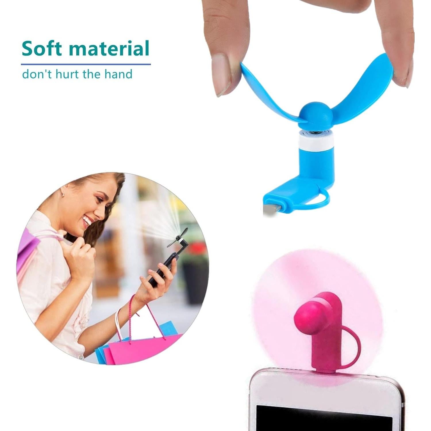 Ventilador Mini USB YUNLOVXEE para iPhone y Android - 6 Paquetes