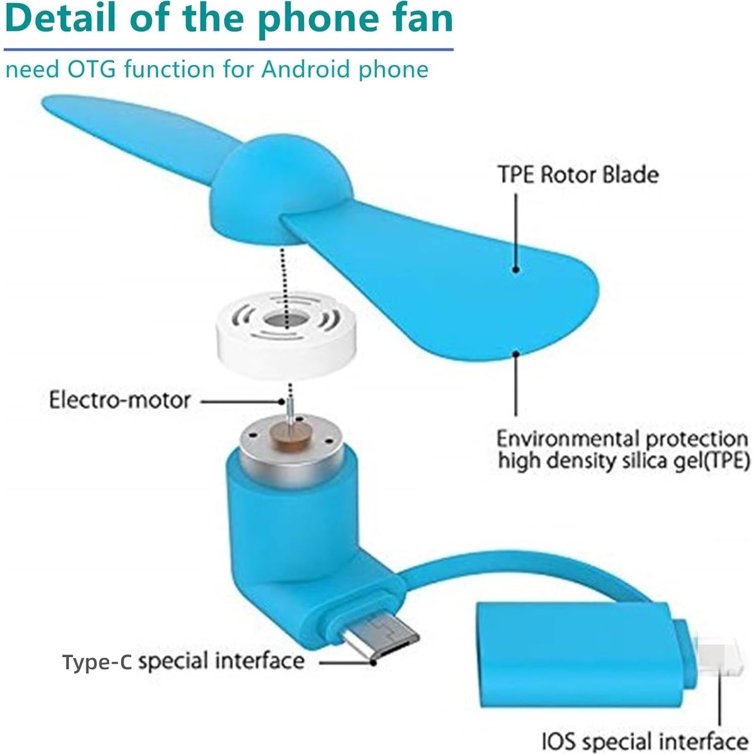 Ventilador Mini USB YUNLOVXEE para iPhone y Android - 6 Paquetes