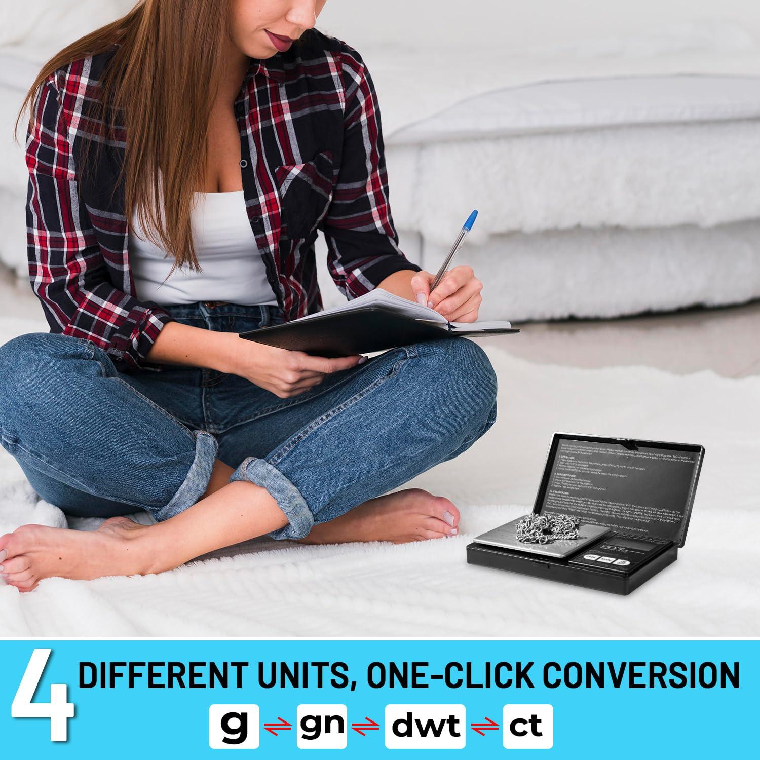 Báscula de bolsillo digital 500g 0.01g LCD negra