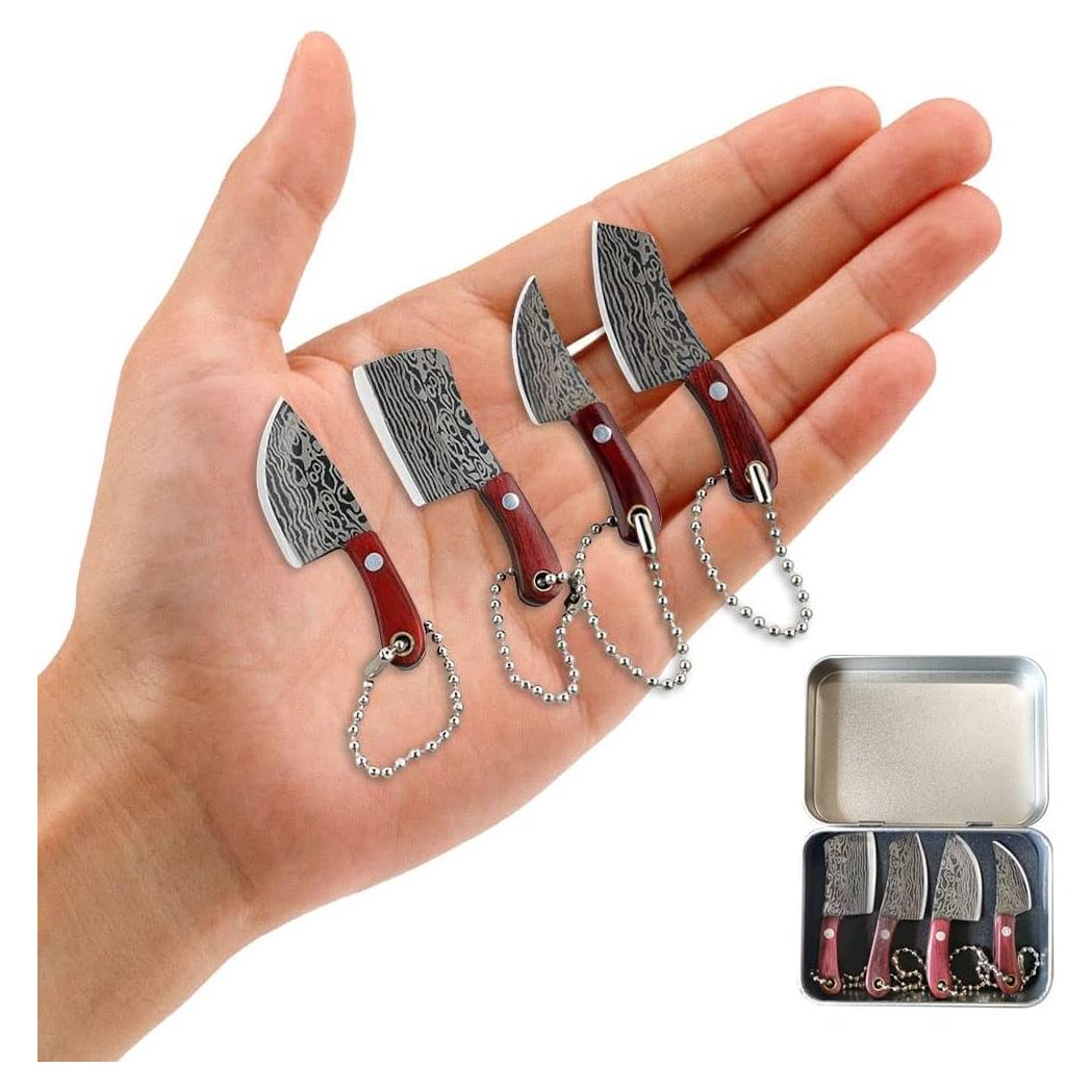 Juego de Cuchillos de Bolsillo HAOXU Damasco 4 Piezas Mini Chef