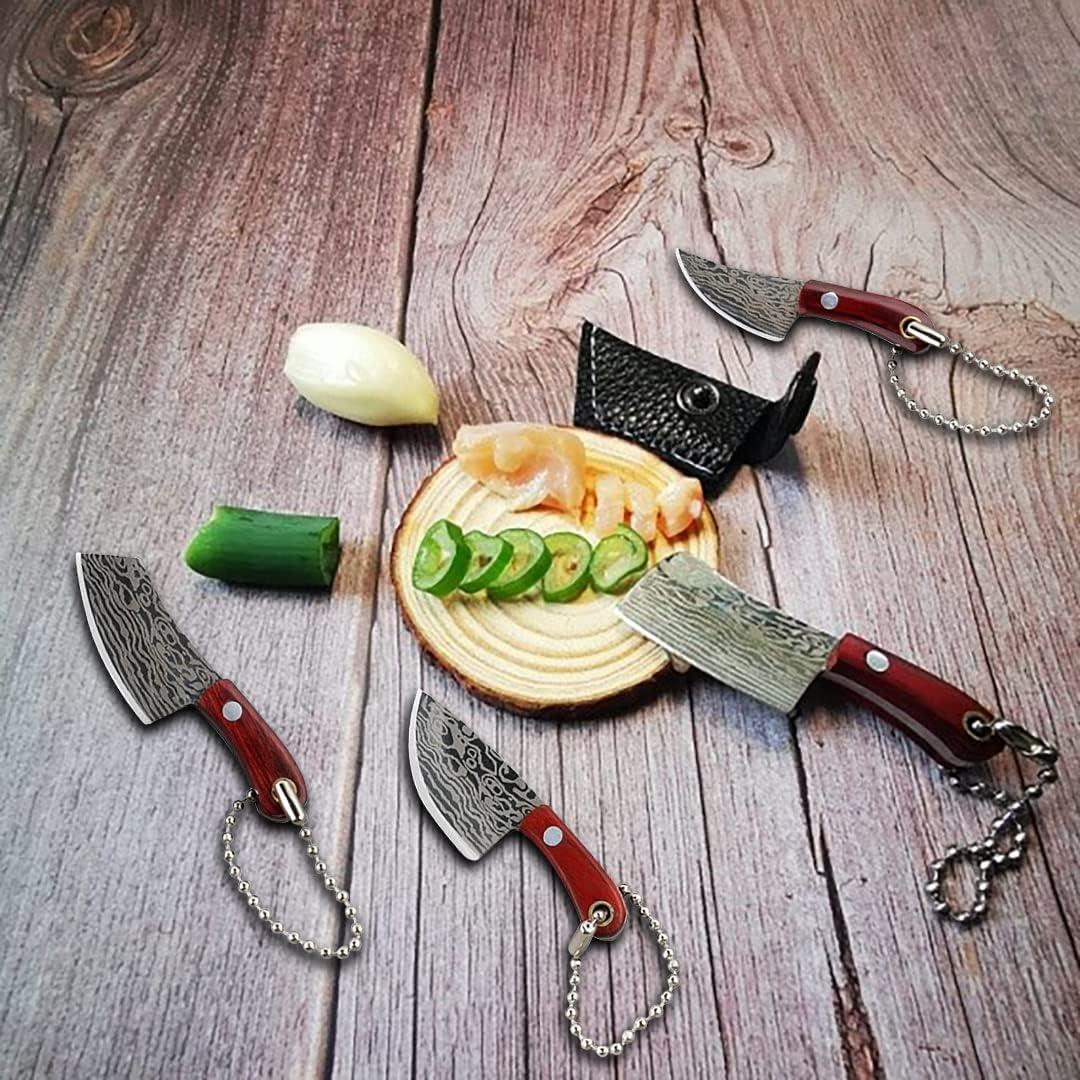 Juego de Cuchillos de Bolsillo HAOXU Damasco 4 Piezas Mini Chef