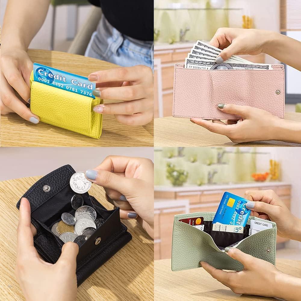 Cartera Mini Plegable Unisex Qiuumey Rosa con Bloqueo RFID