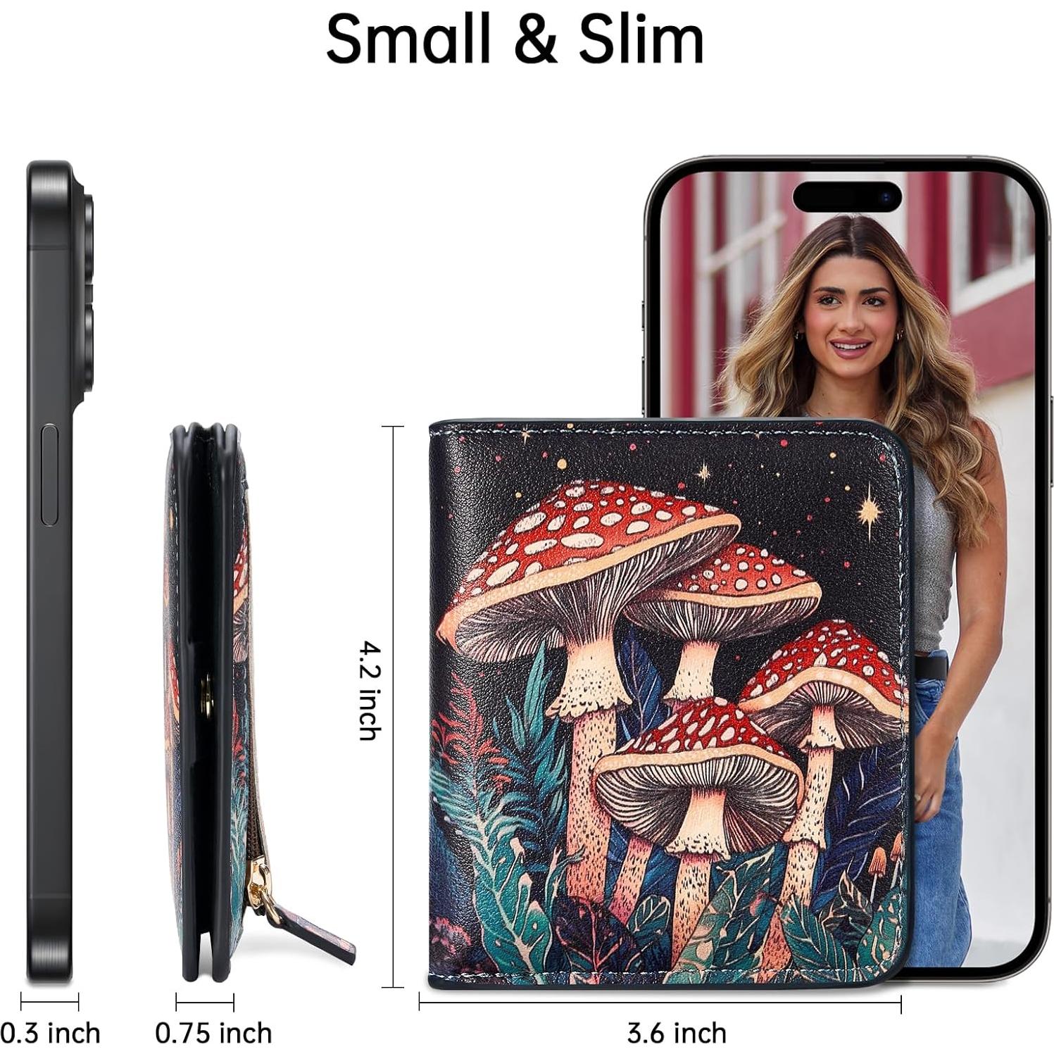 Billetera Compacta Mujer Toughergun Cuero RFID Bifold 10.67x9.14cm