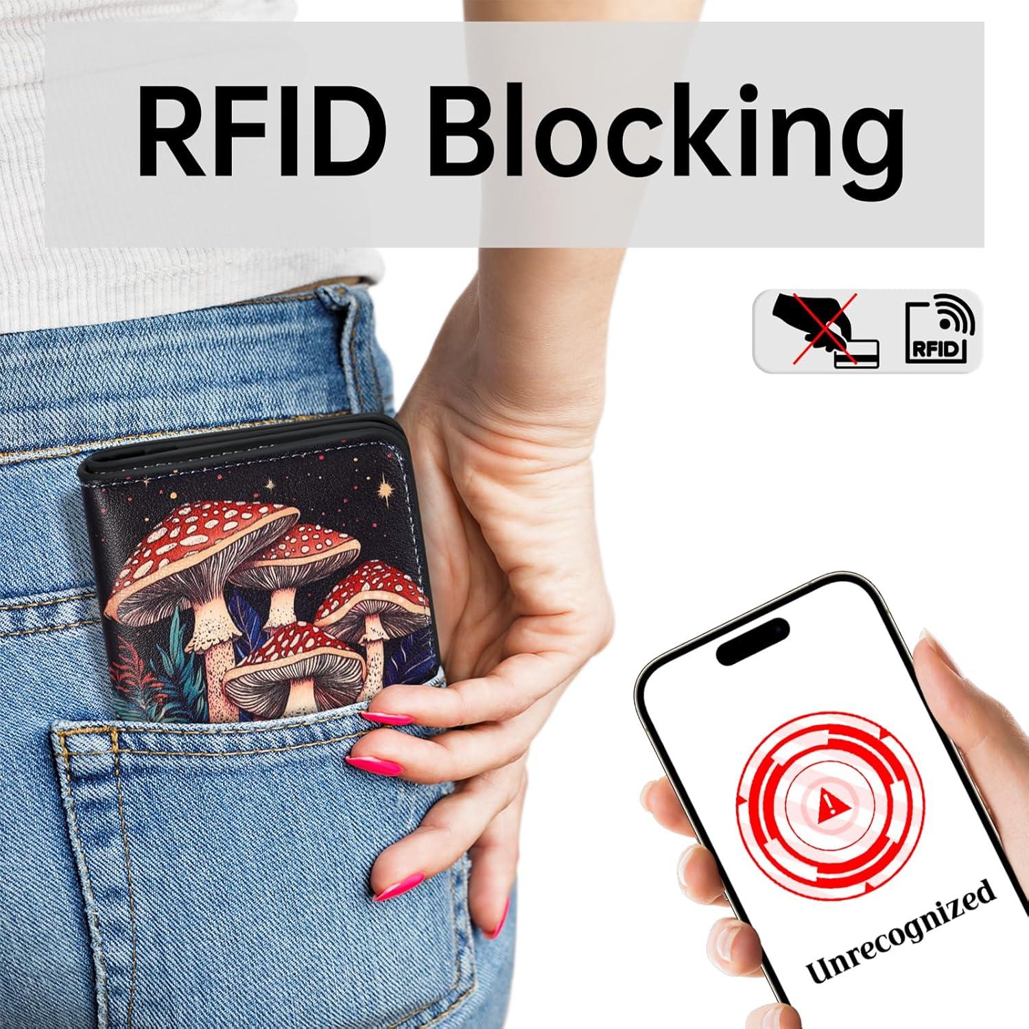 Billetera Compacta Mujer Toughergun Cuero RFID Bifold 10.67x9.14cm