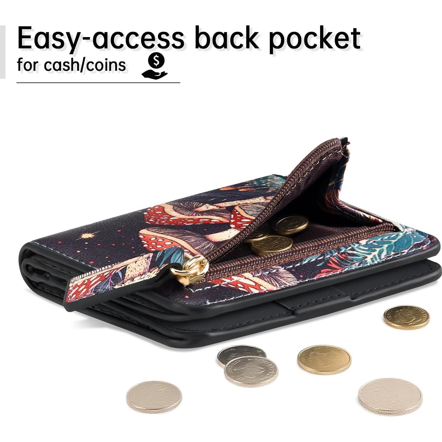 Billetera Compacta Mujer Toughergun Cuero RFID Bifold 10.67x9.14cm