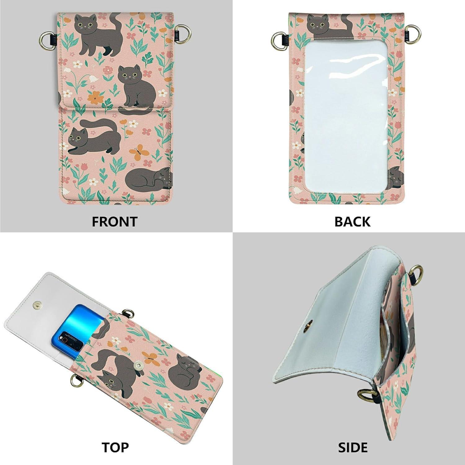 Bolso Cruzado Pequeño SROJDHFJB Gato Flor para Teléfono