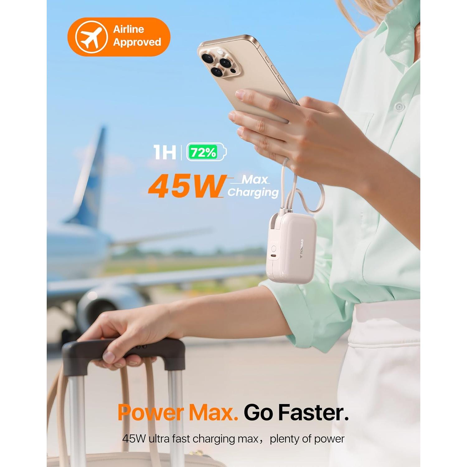 Power Bank TORRAS 10000mAh 45W USB-C Carga Rápida Oro