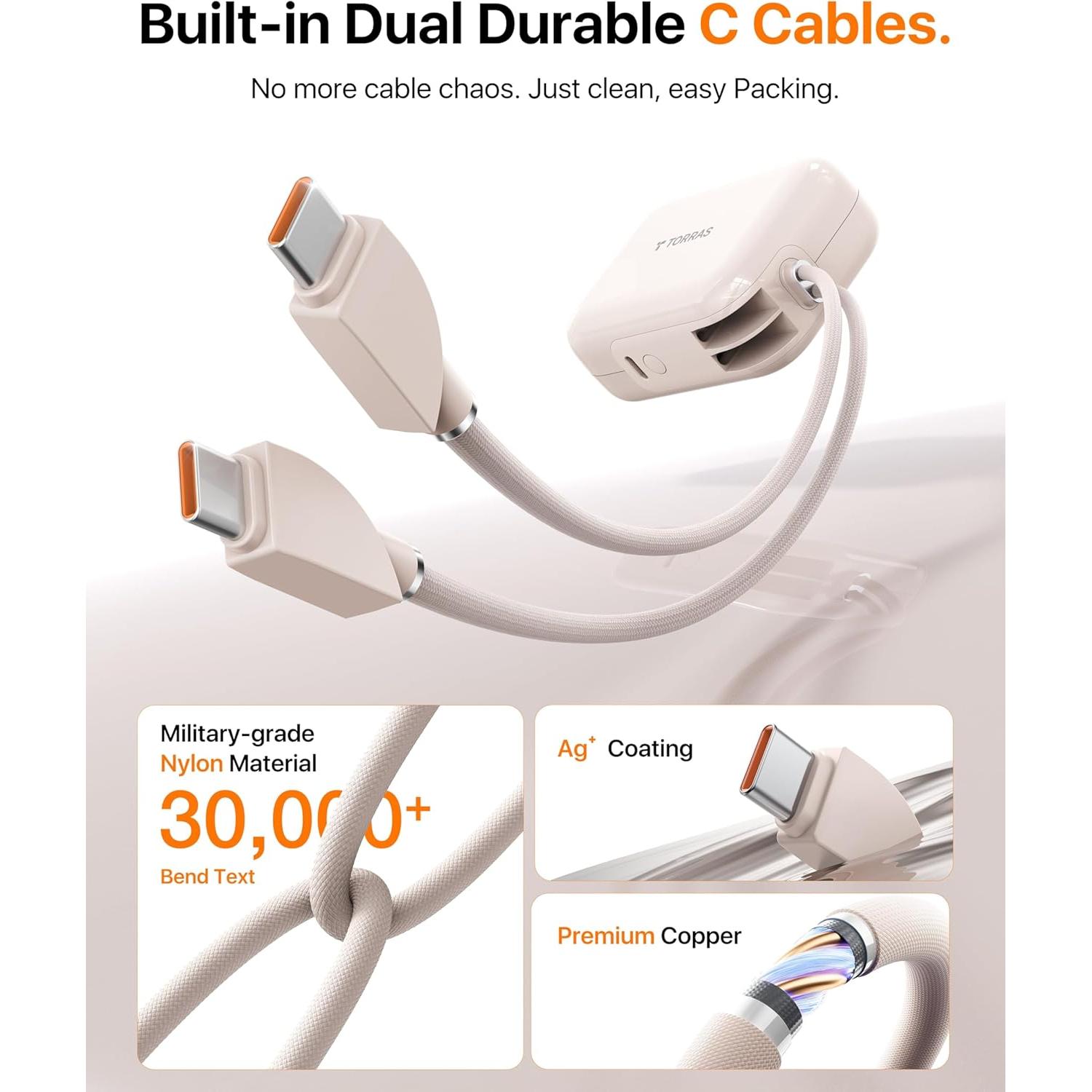 Power Bank TORRAS 10000mAh 45W USB-C Carga Rápida Oro