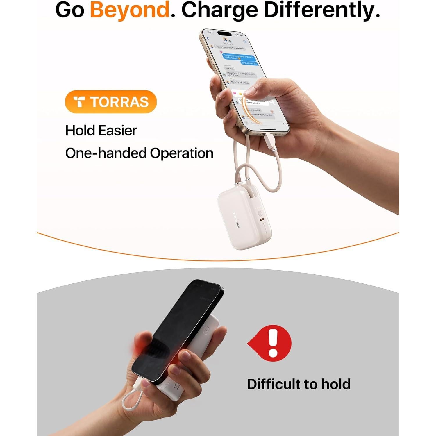 Power Bank TORRAS 10000mAh 45W USB-C Carga Rápida Oro