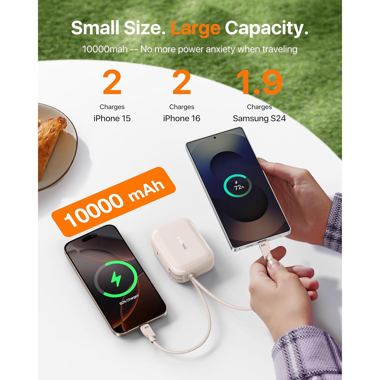 Power Bank TORRAS 10000mAh 45W USB-C Carga Rápida Oro