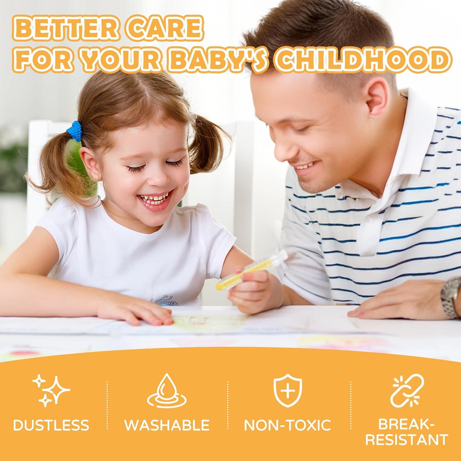 Tiza Sin Polvo LVYOALIN 12 Colores Lavables para Niños