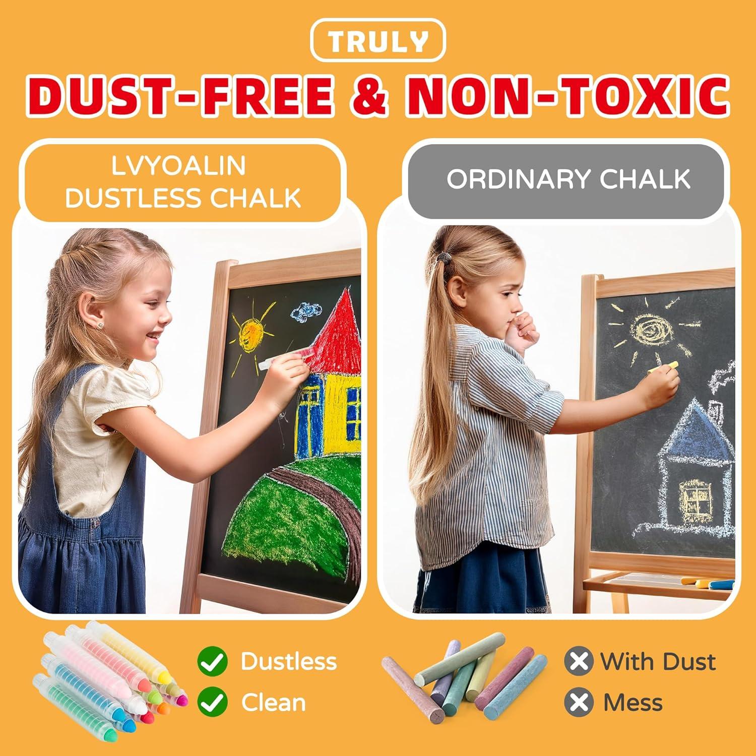 Tiza Sin Polvo LVYOALIN 12 Colores Lavables para Niños