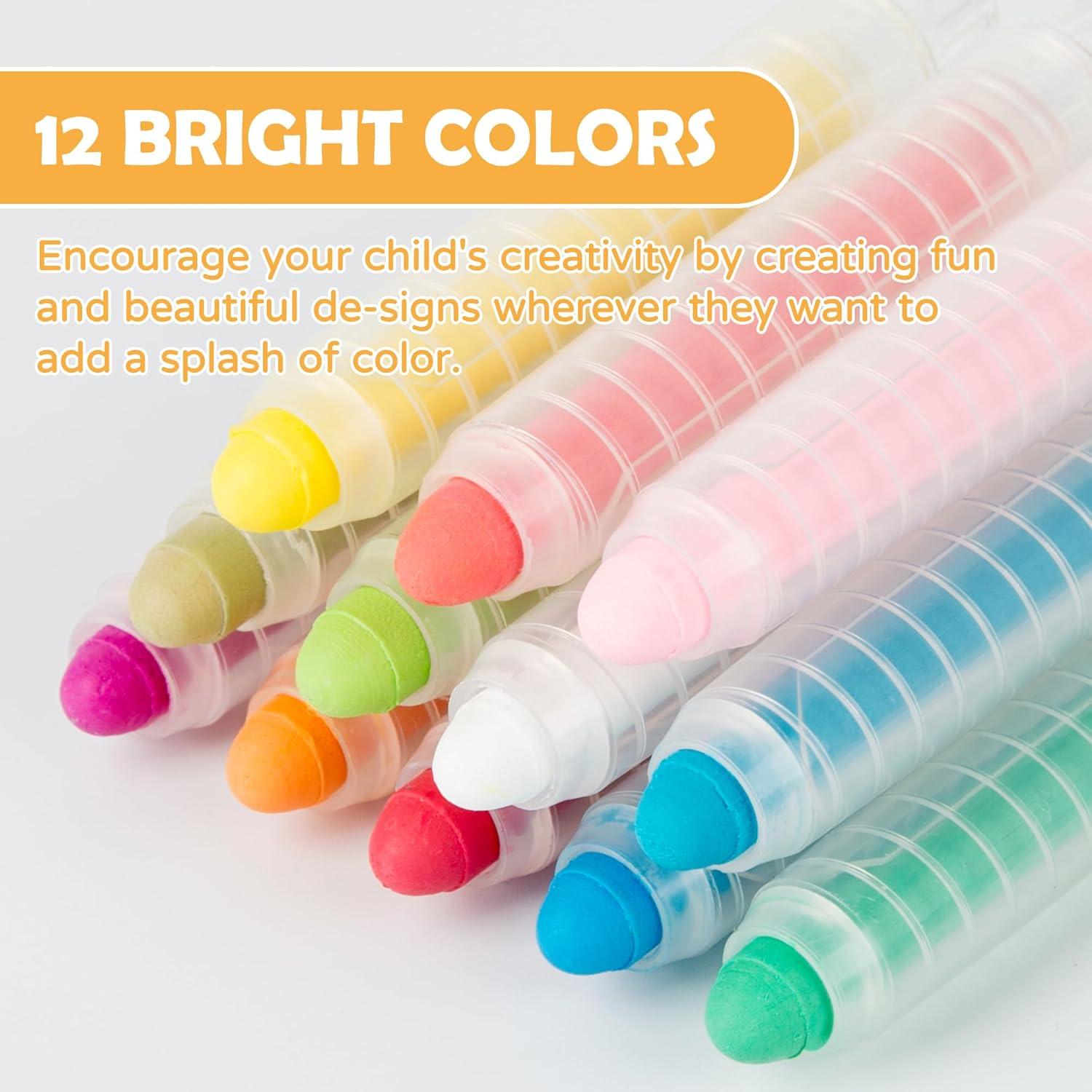 Tiza Sin Polvo LVYOALIN 12 Colores Lavables para Niños