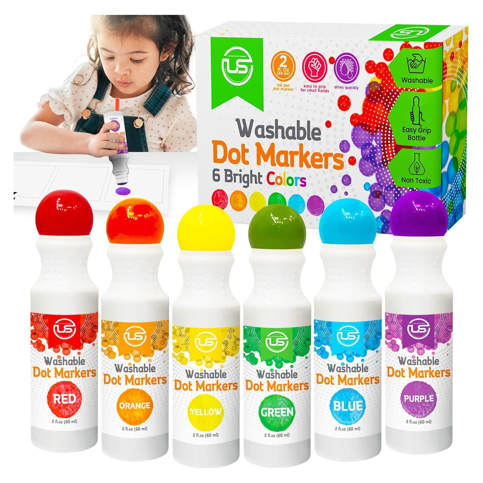 Marcadores de Puntos Ultimate Stationery, 6 Colores Lavables