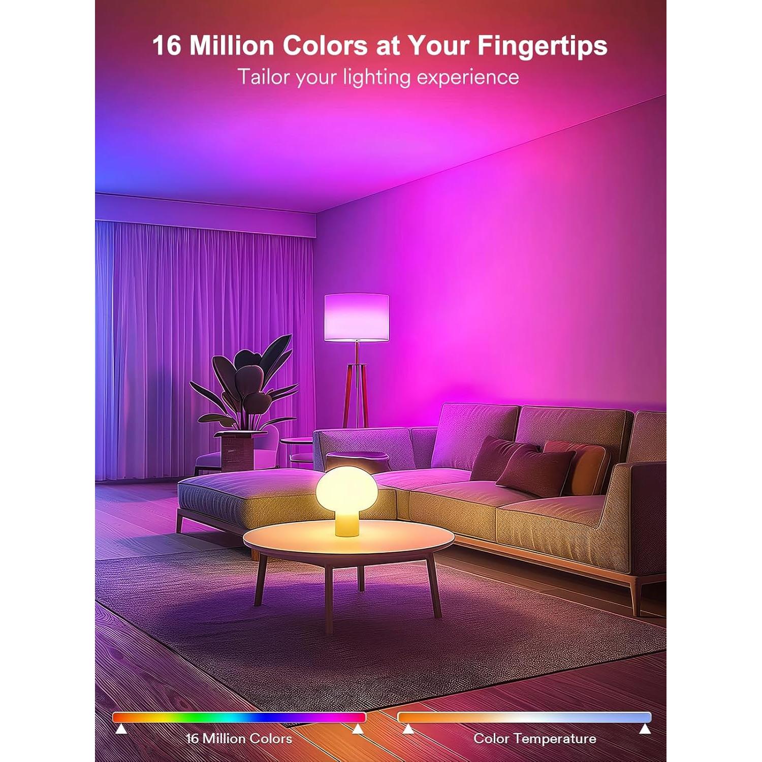 Bombillas Inteligentes ANGELHALO LED A19 RGBW 800 Lúmenes Paquete de 2