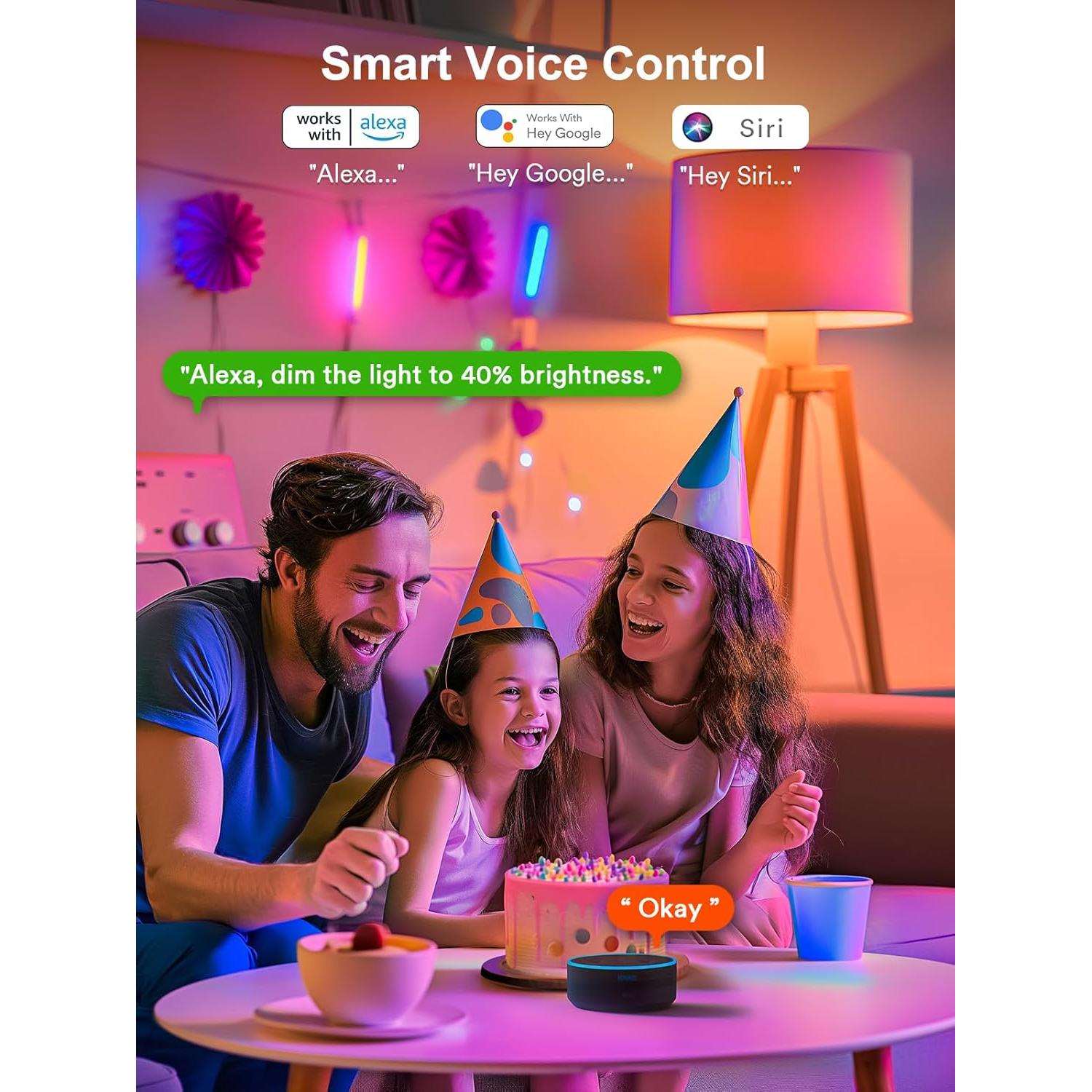 Bombillas Inteligentes ANGELHALO LED A19 RGBW 800 Lúmenes Paquete de 2