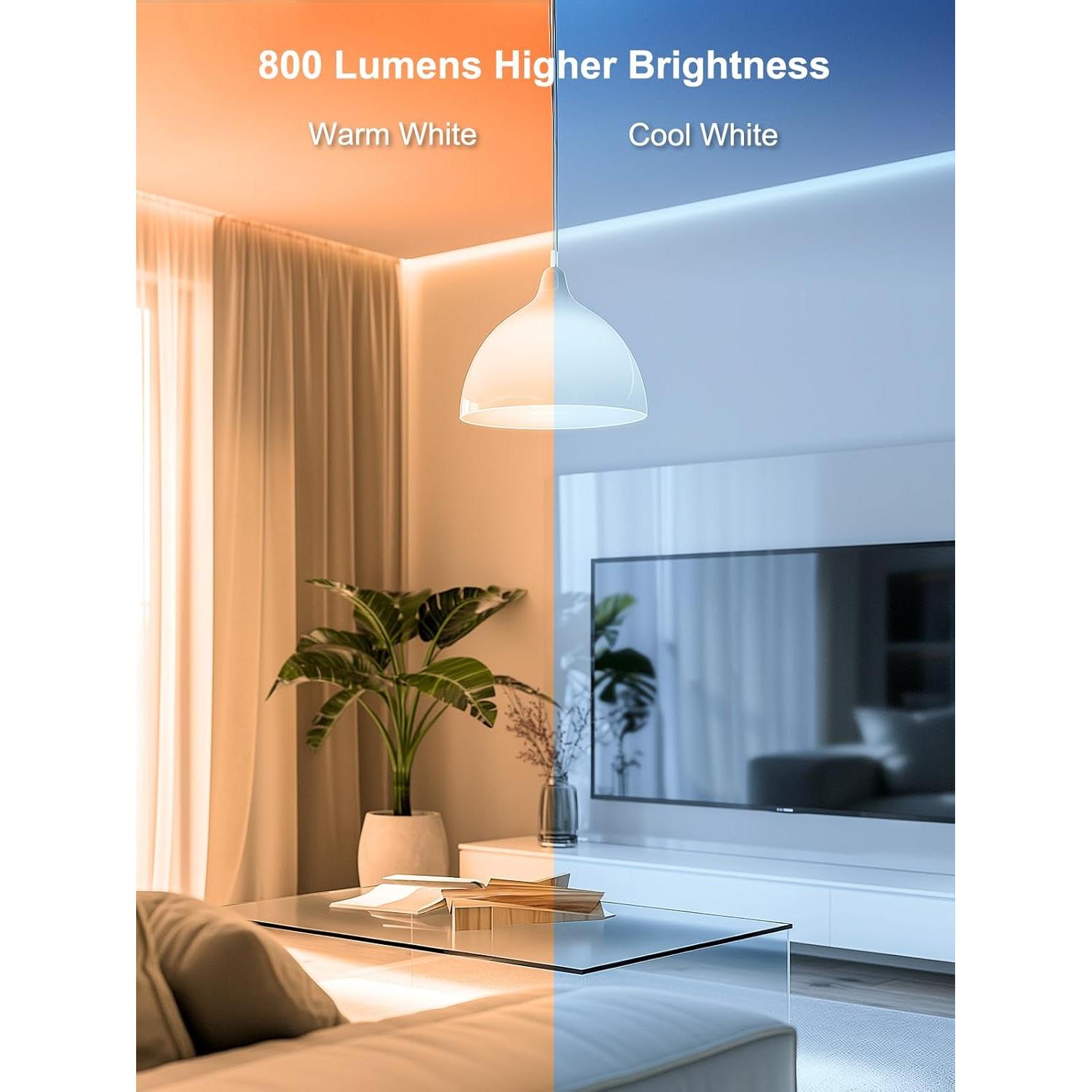 Bombillas Inteligentes ANGELHALO LED A19 RGBW 800 Lúmenes Paquete de 2