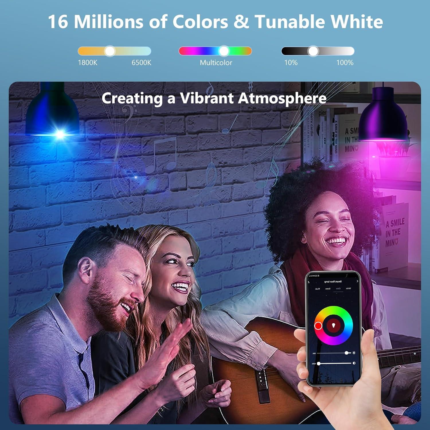 Bombillas Inteligentes OHLUX A19 10W RGB 8 Pack WiFi 2.4GHz