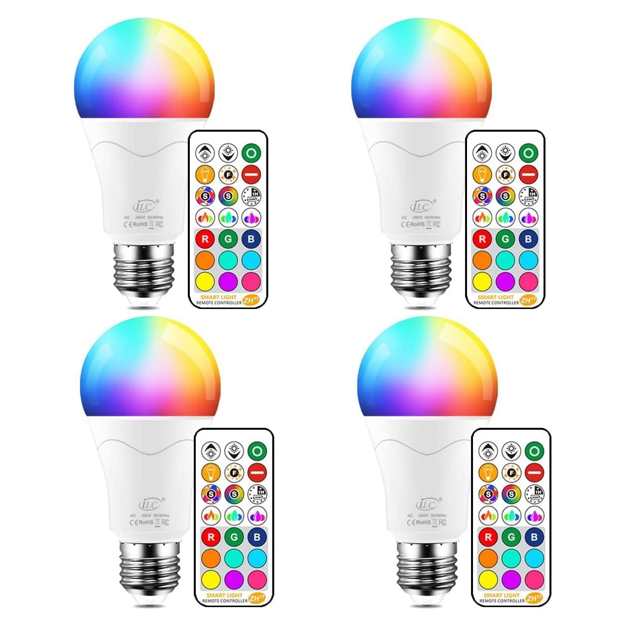 Bombilla LED iLC 12W RGB Control Remoto 2700K Paquete de 4