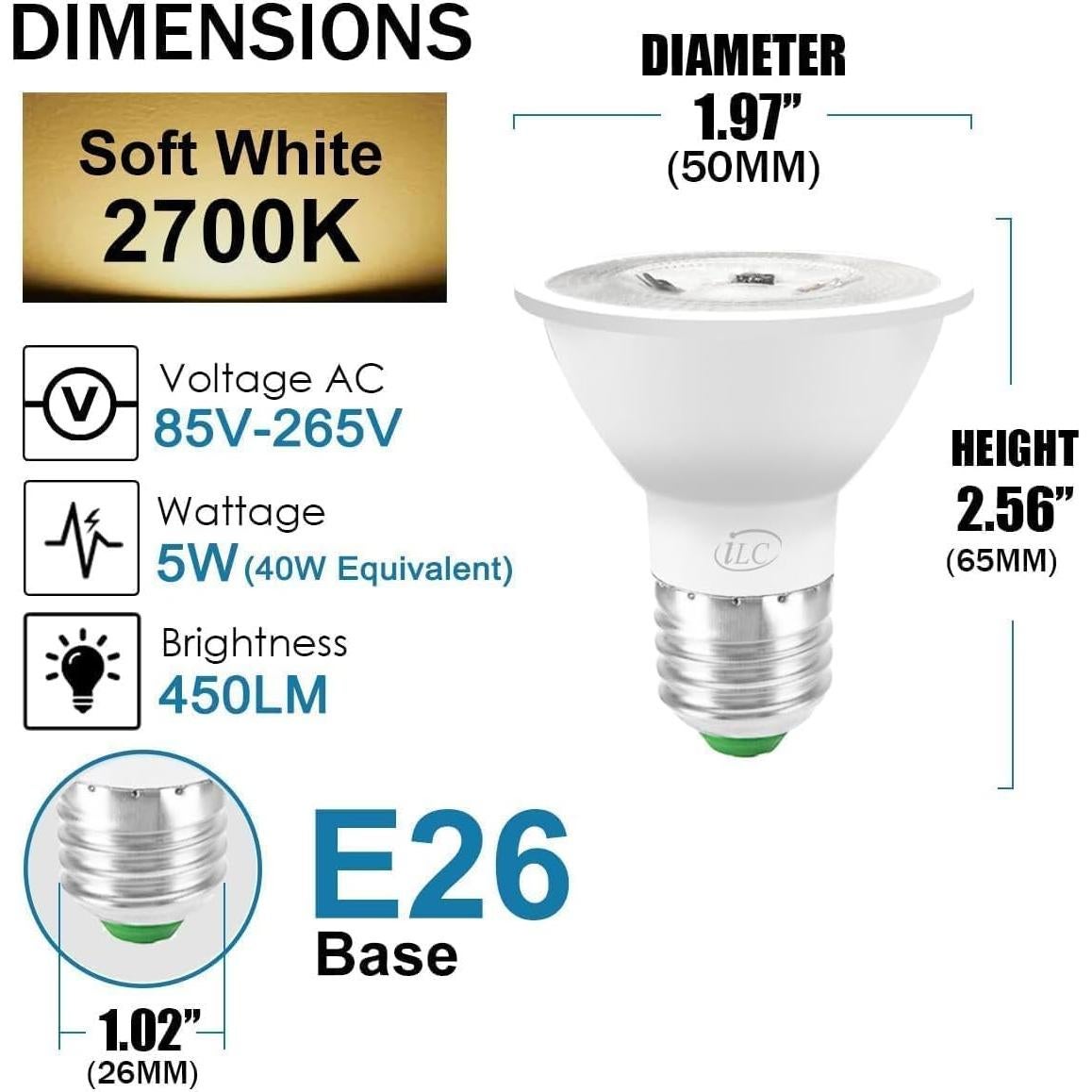 Bombillas LED RGB iLC Par16 5W E26 12 Colores Control Remoto