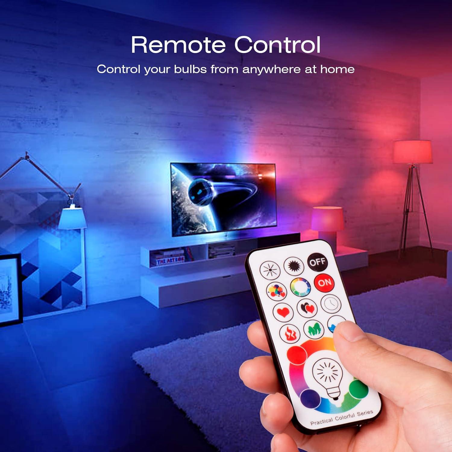 Bombilla LED RGBW SUNNEST 10W E26 820LM Regulable con Control Remoto