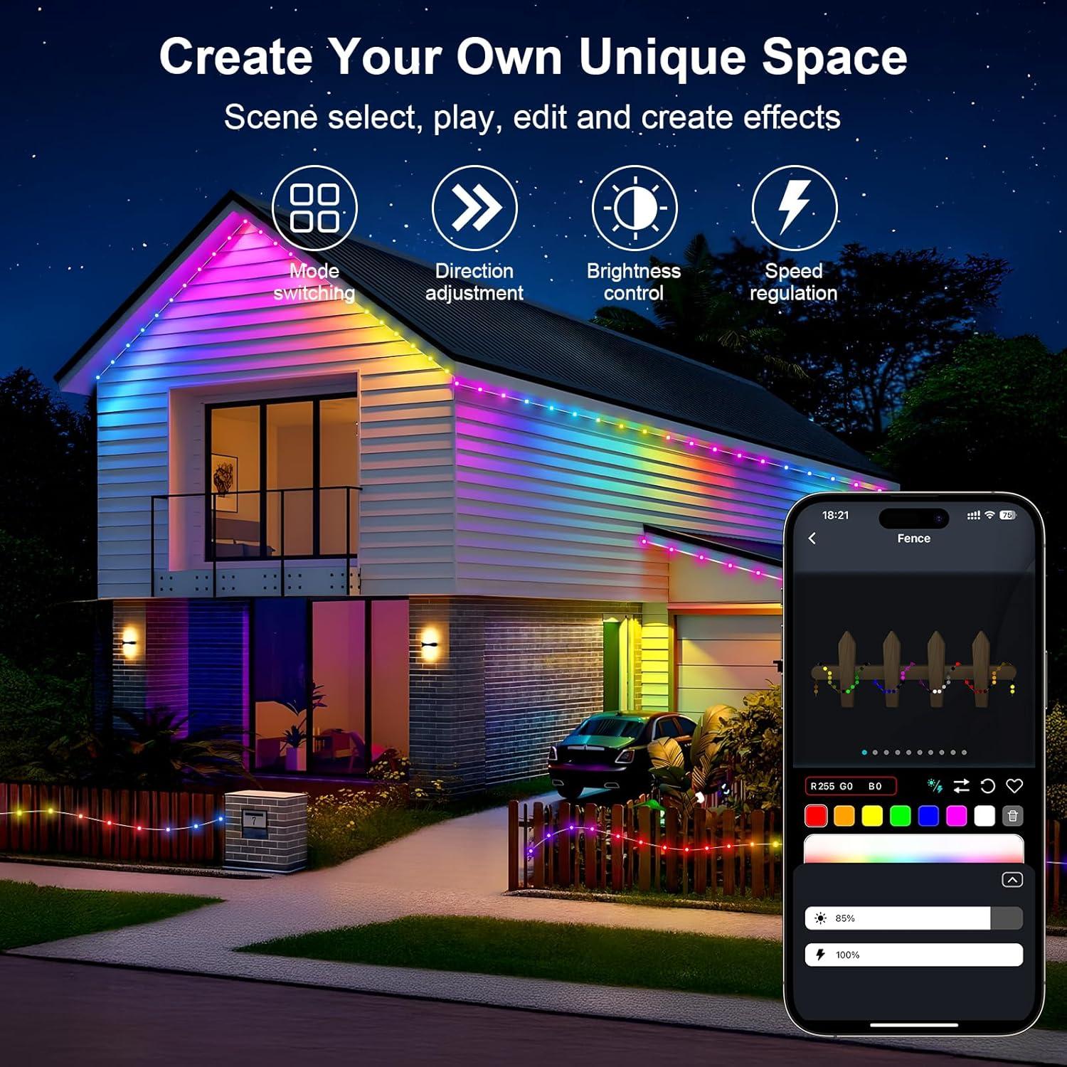 Luces de Cuerda LED 20m Super RGB con Control Remoto y App