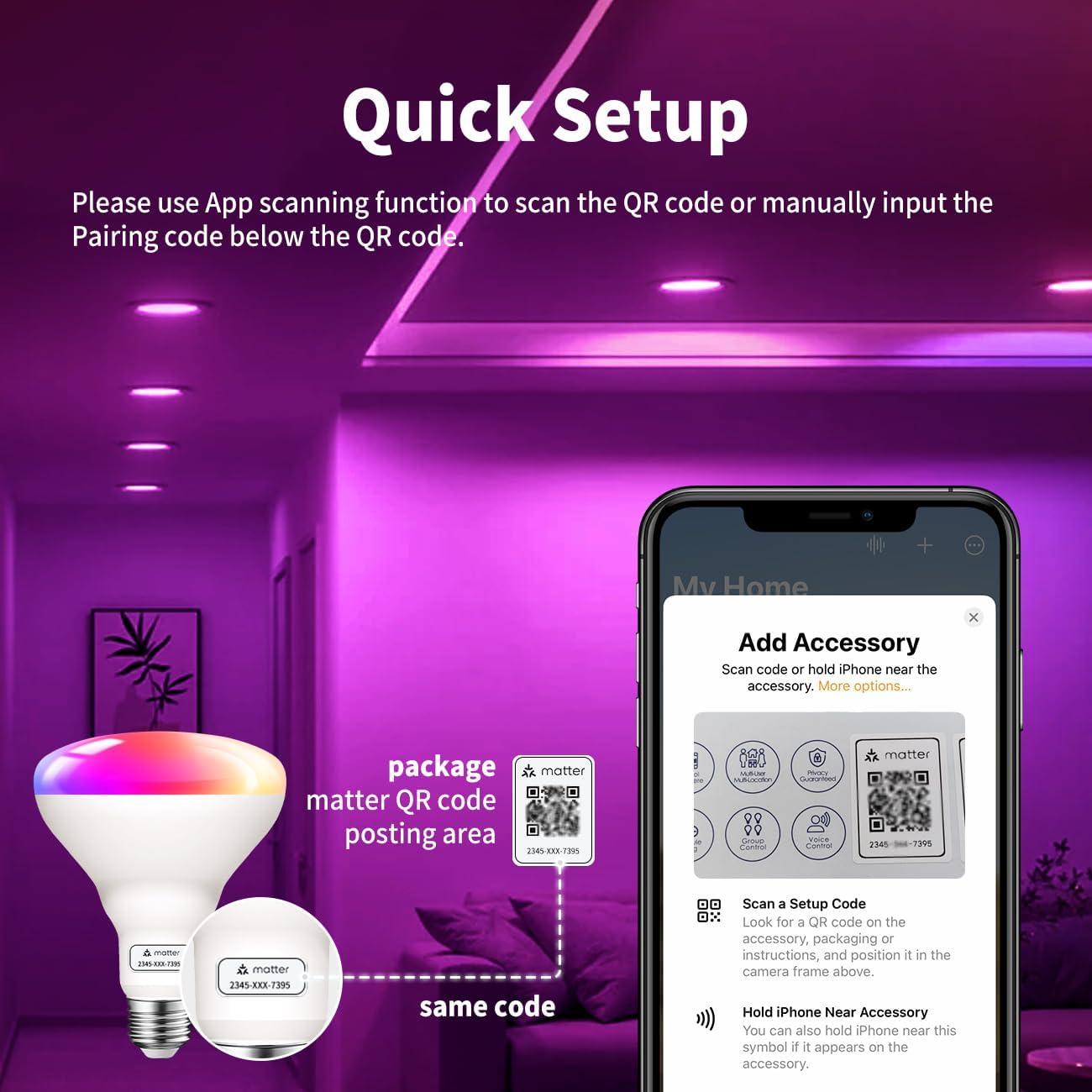 Bombilla Inteligente ANWIO BR30 RGB WiFi E26 8.5W Paquete de 2