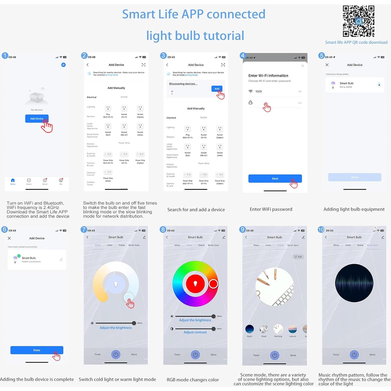 Bombilla Inteligente XFOX GU10 WiFi 300 Lúmenes RGB Ajustable
