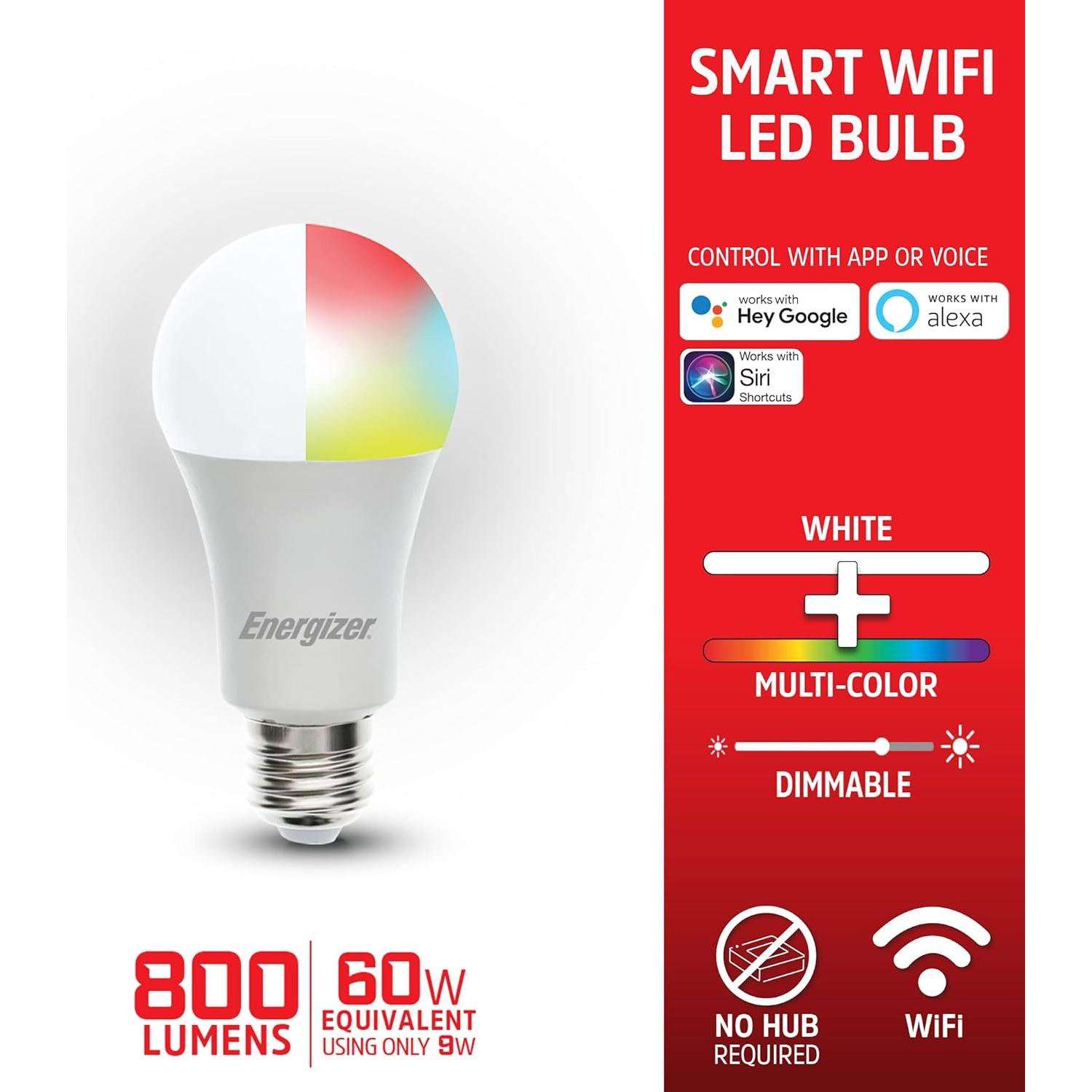 Bombillas LED Inteligentes Energizer Connect 2 Paquete RGB y Blancas