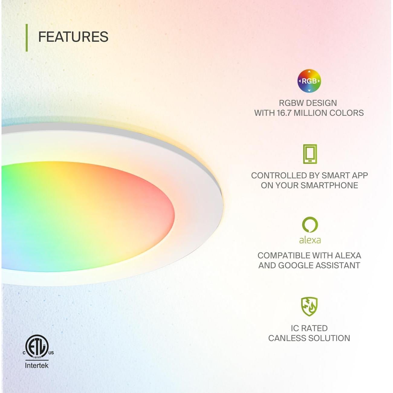 Paquete de 6 Luces LED Empotradas ASD RGBW 15W 2700K-6500K