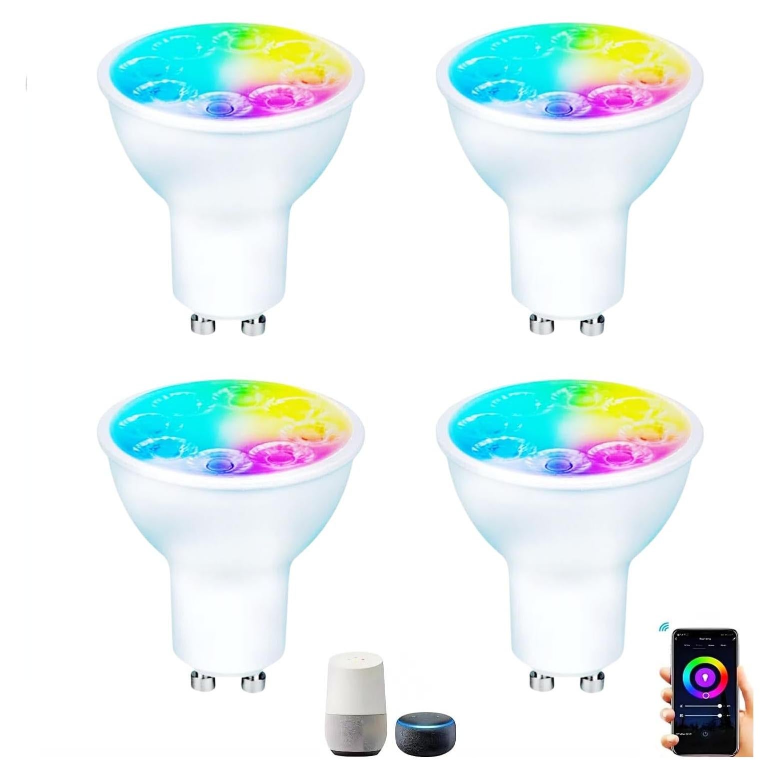 Bombillas LED Gu10 Inteligentes RGB Dimmables 5W - Paquete de 4