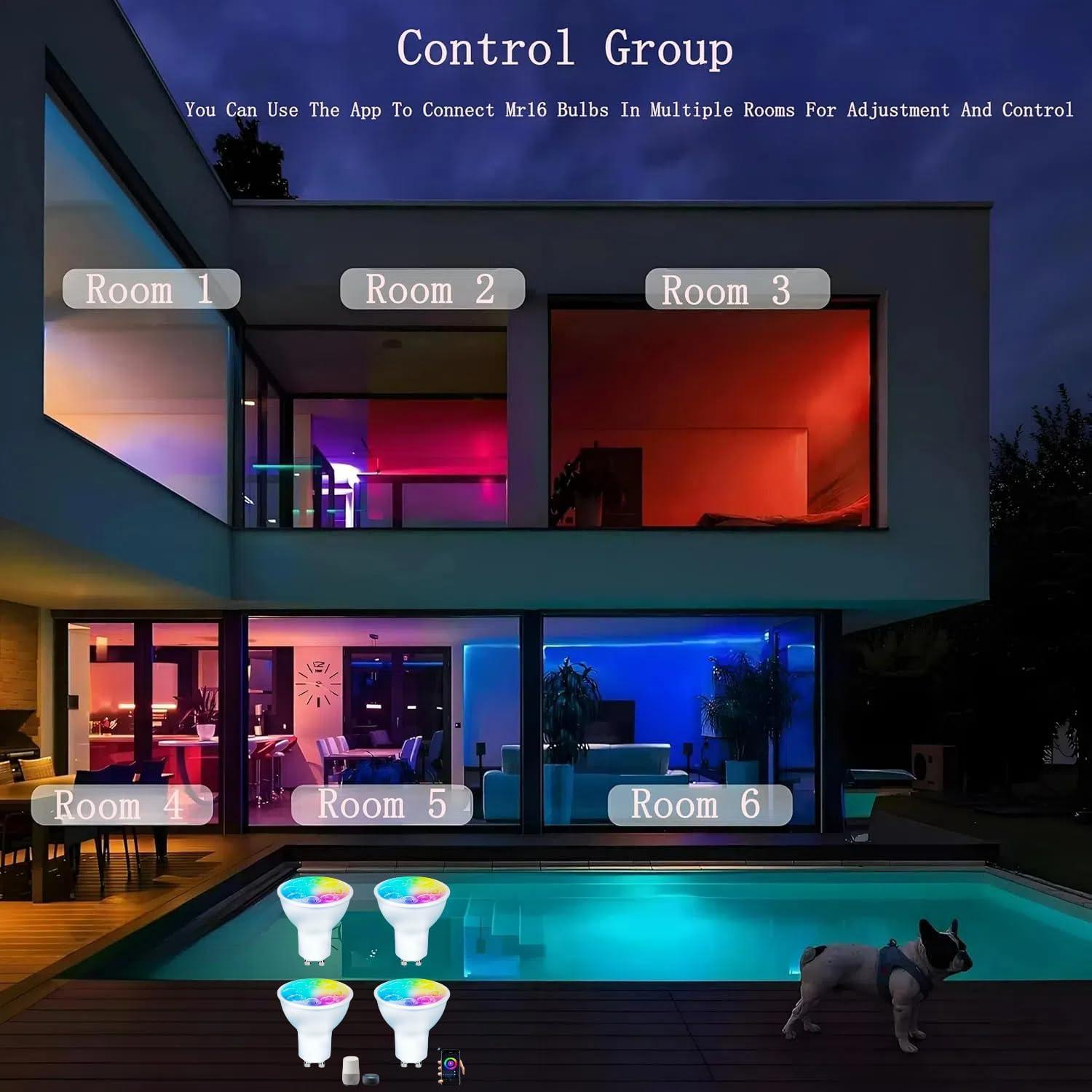 Bombillas LED Gu10 Inteligentes RGB Dimmables 5W - Paquete de 4