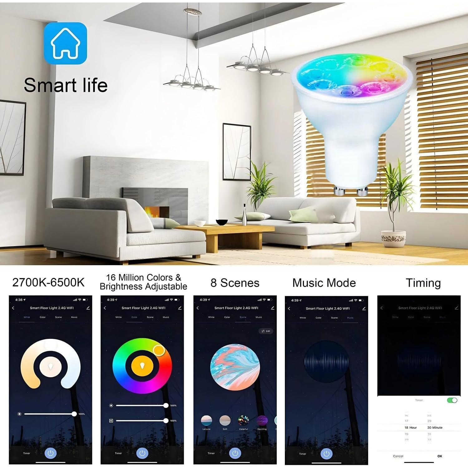 Bombillas LED Gu10 Inteligentes RGB Dimmables 5W - Paquete de 4