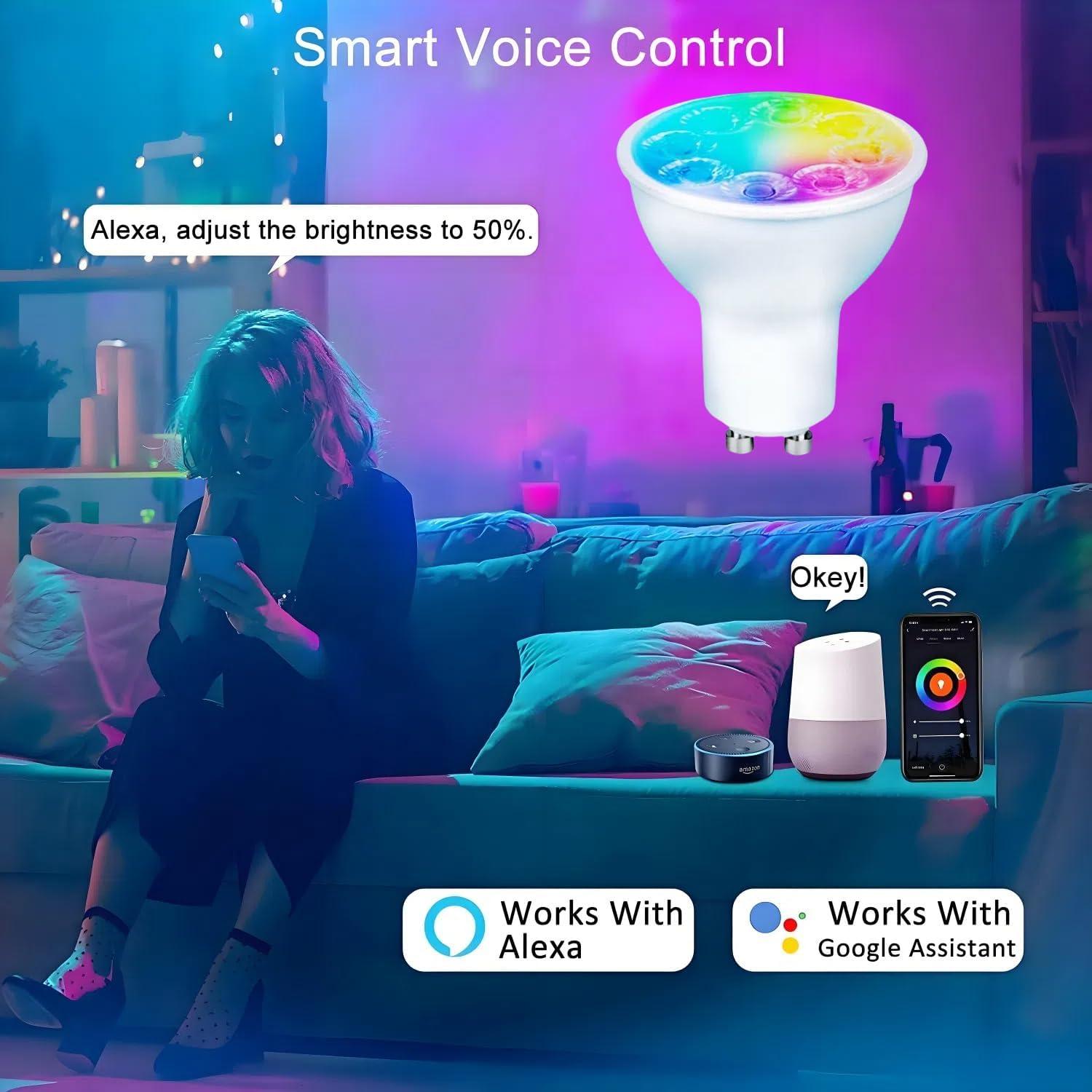 Bombillas LED Gu10 Inteligentes RGB Dimmables 5W - Paquete de 4