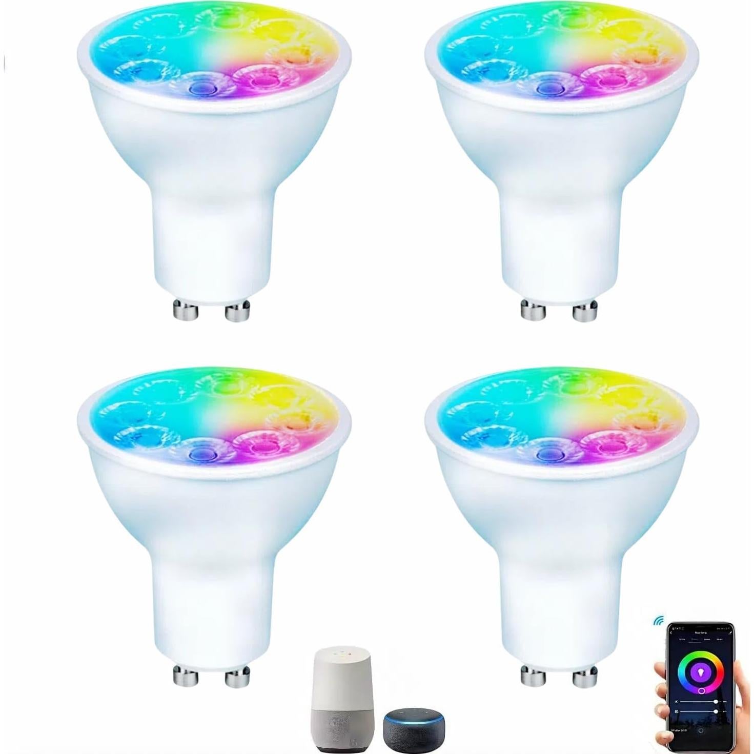 Bombillas LED Gu10 Inteligentes RGB Dimmables 5W - Paquete de 4