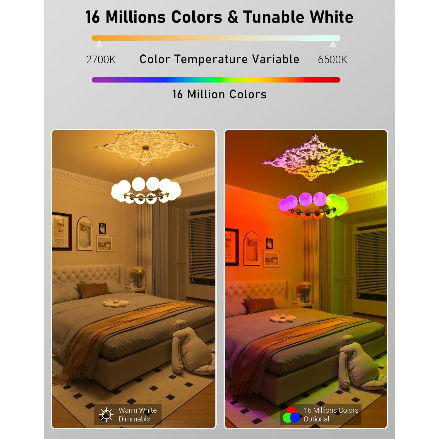 Bombillas Inteligentes DomoPlus A19 RGBWW 800Lm Paquete de 4