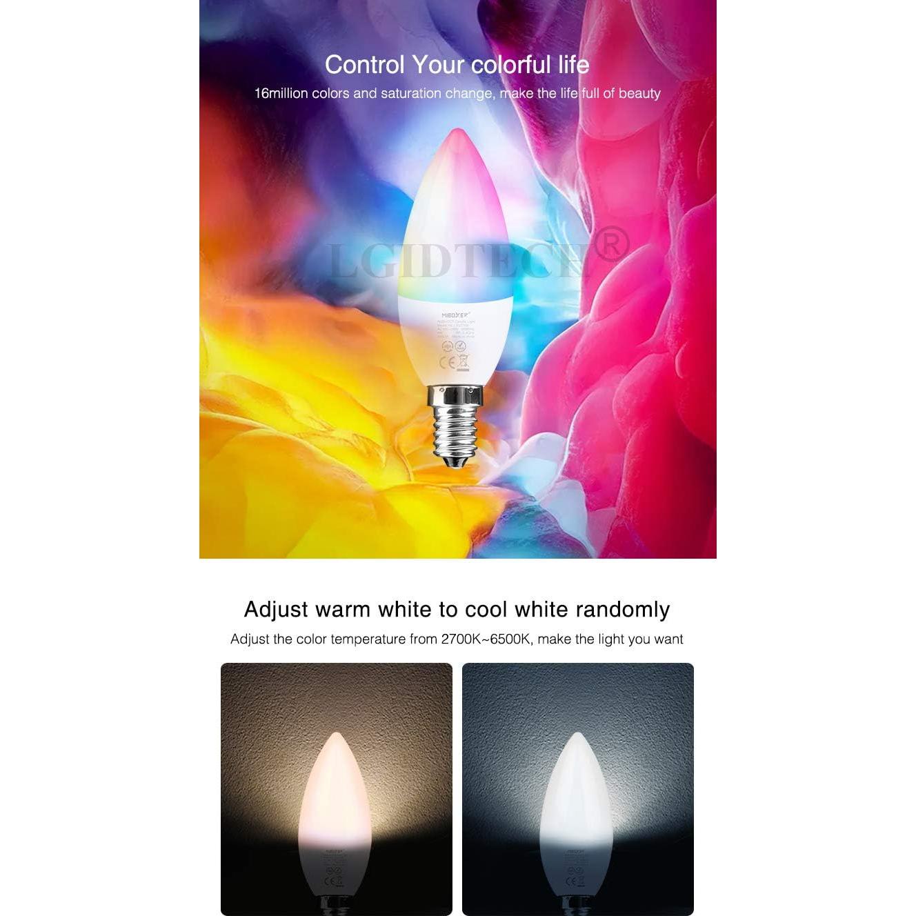 Bombilla LED de Vela RGB+CCT LGIDTECH FUT108 4W E14