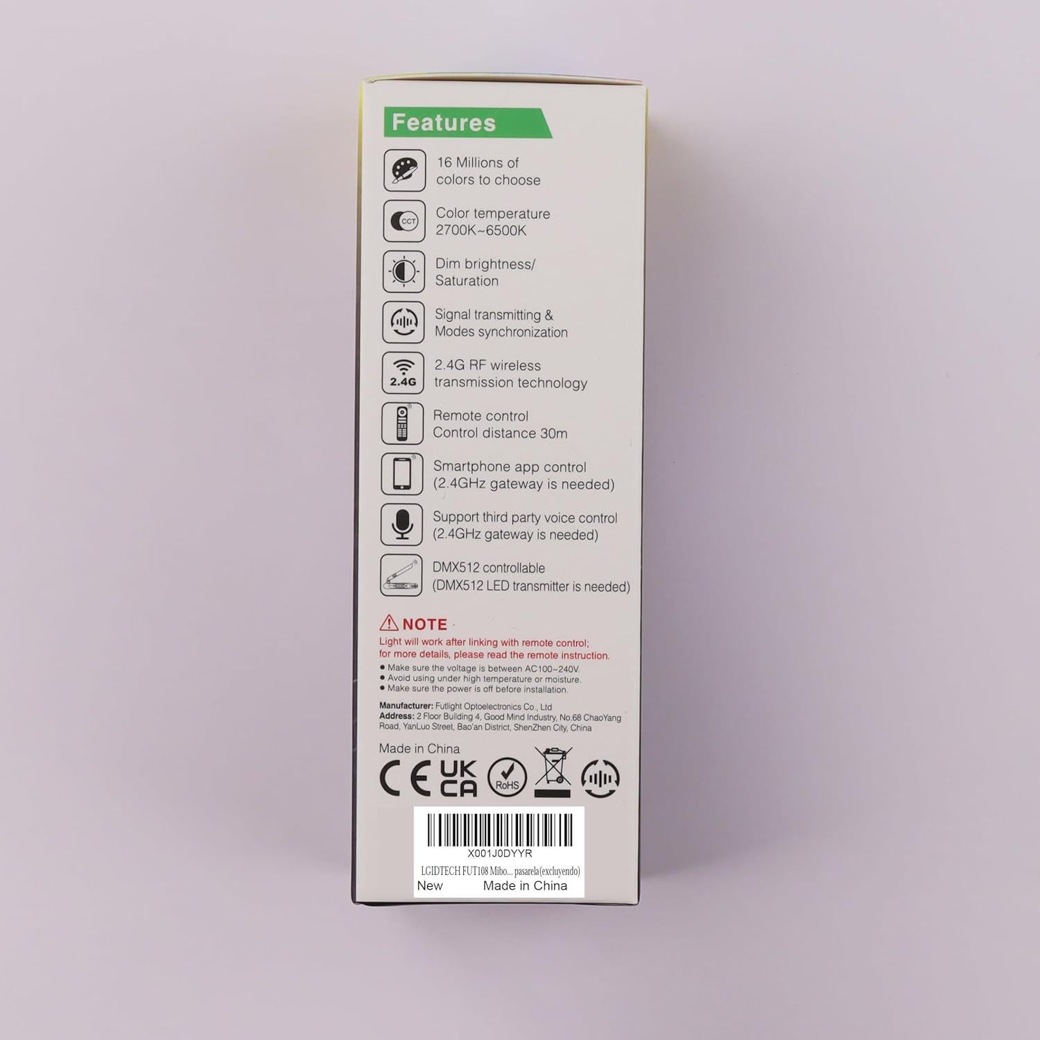 Bombilla LED de Vela RGB+CCT LGIDTECH FUT108 4W E14