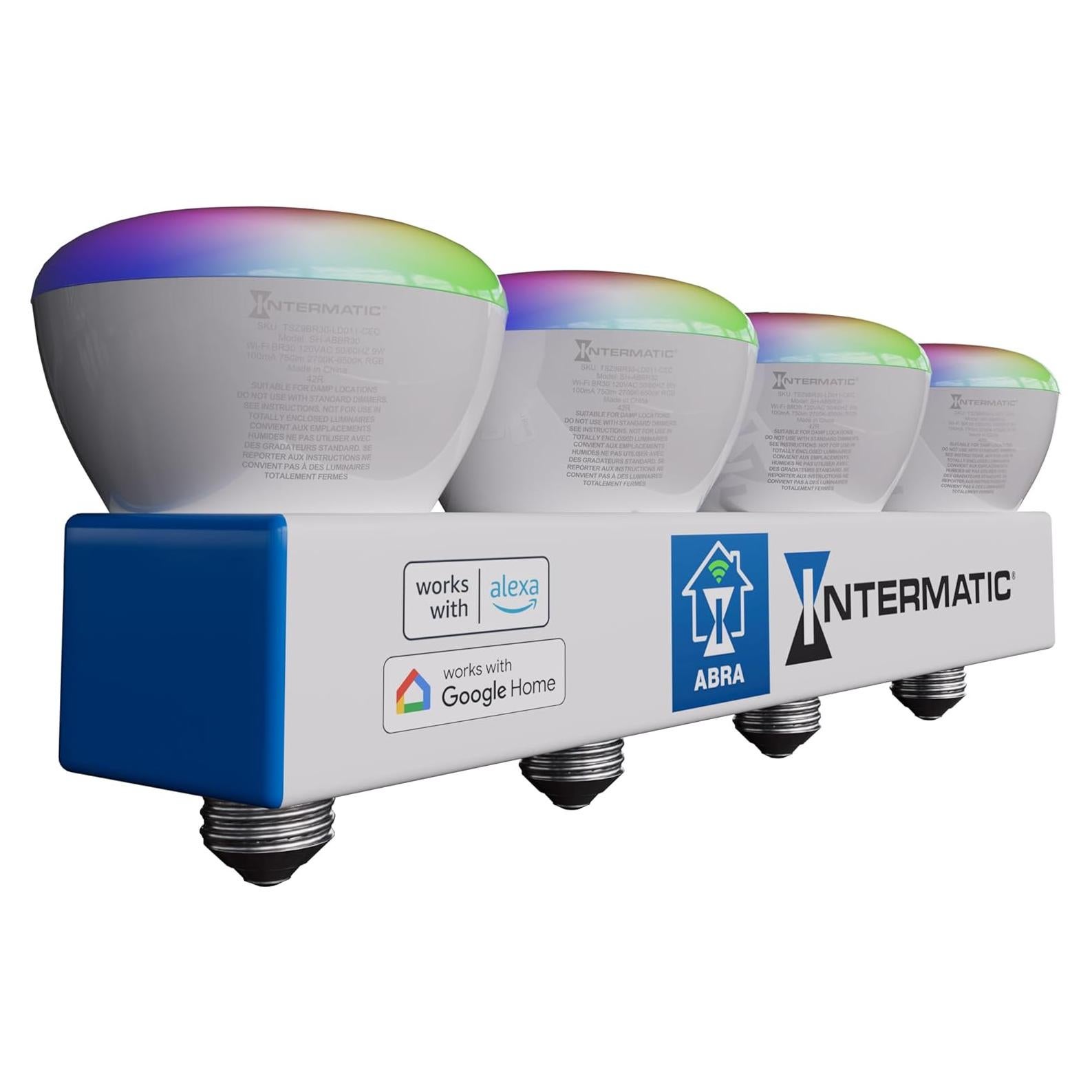 Bombilla Inteligente Intermatic ABRA BR30 RGB 750 Lúmenes - Paquete de 4