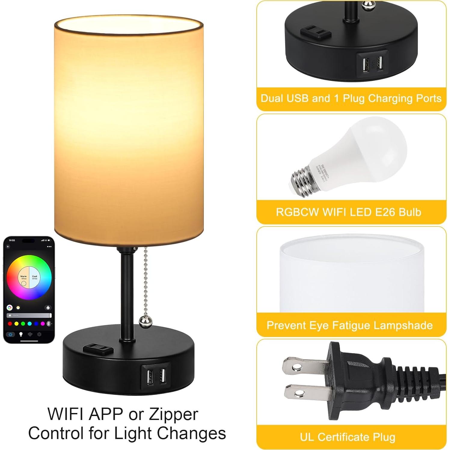 Lámpara de Mesa LED RGB WiFi TCEUMIK Regulable 16 Millones Colores