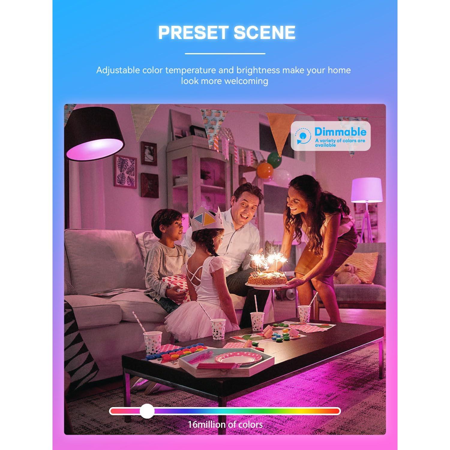 Bombillas LED Inteligentes Vanance 4Pack E26 800LM RGB WiFi