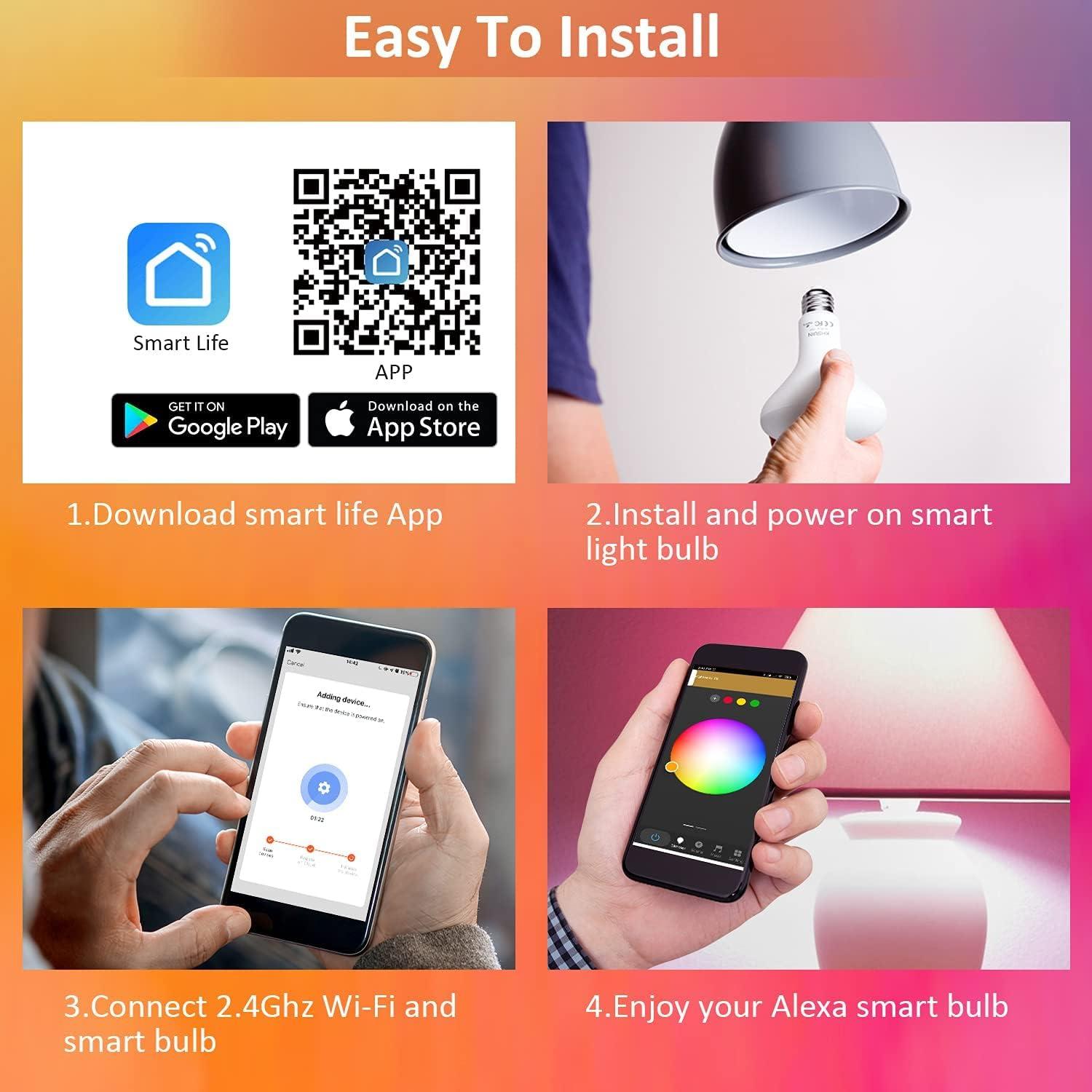 Bombillas LED Inteligentes KHSUIN BR30 16W 1600LM 4 Piezas