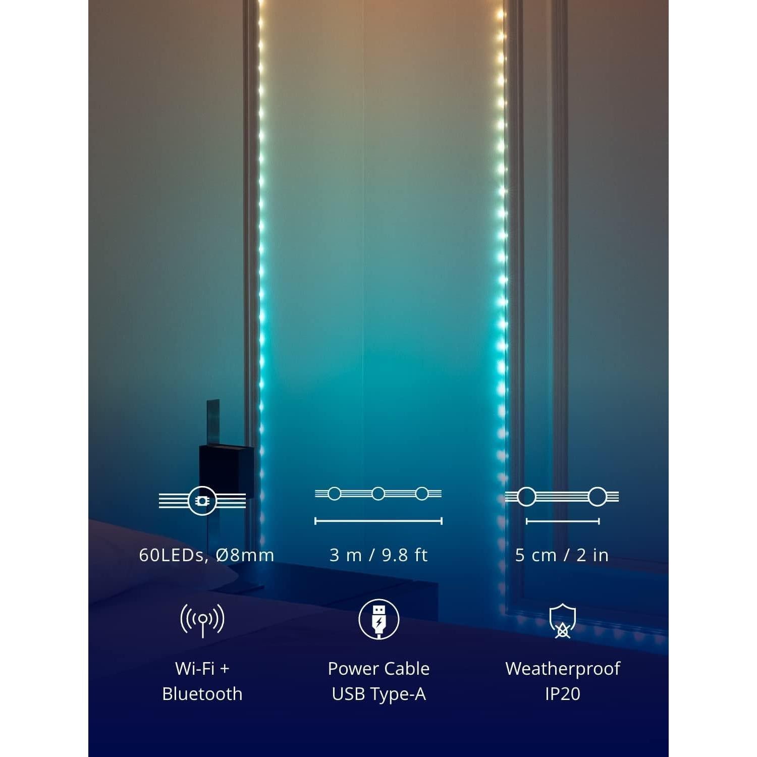 Tira LED Multicolor Twinkly Dots 3.05m, 60 LED RGB, Control App