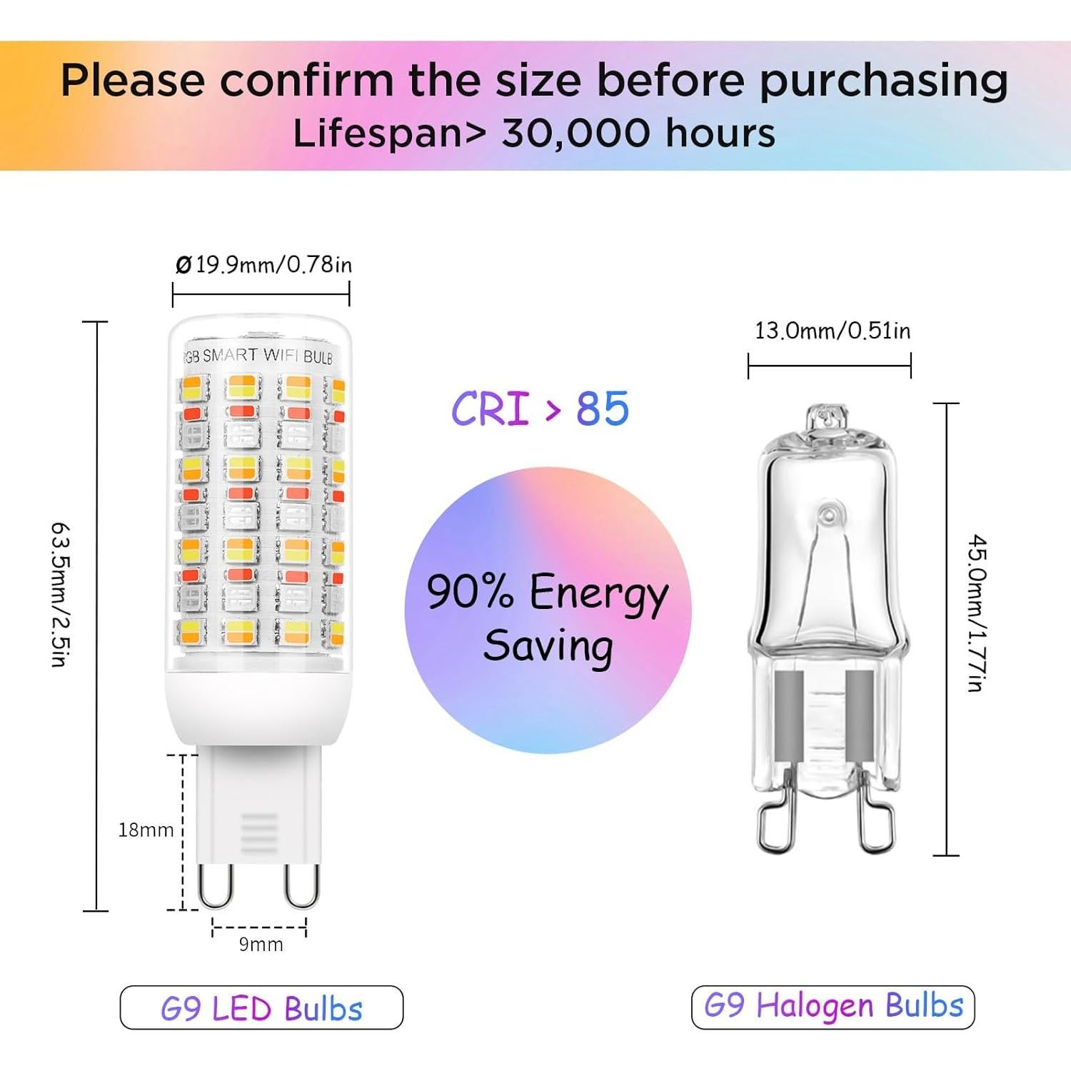 Bombillas LED G9 Inteligentes I-SHUNFA Wi-Fi 2 Pzas RGBCW