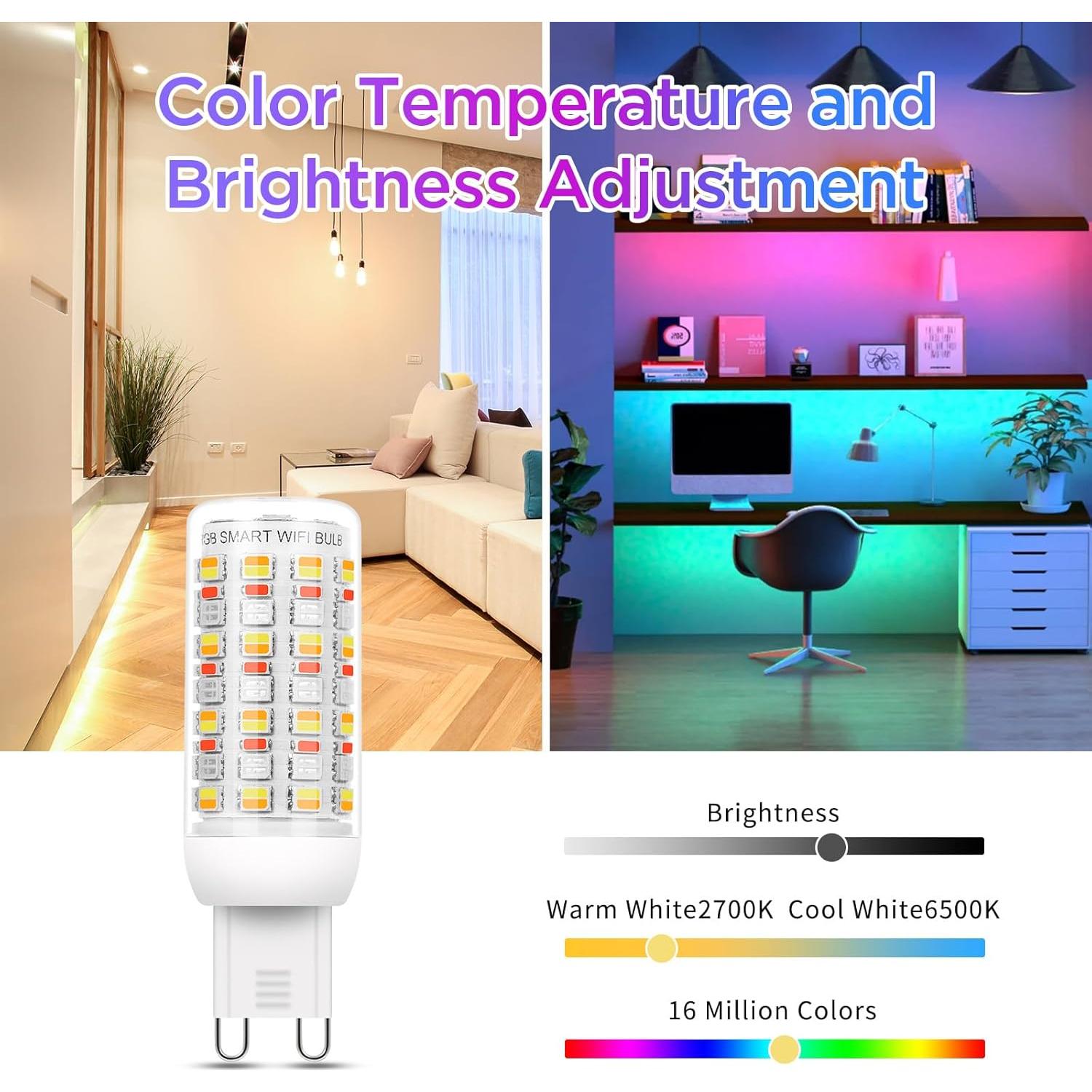 Bombillas LED G9 Inteligentes I-SHUNFA Wi-Fi 2 Pzas RGBCW